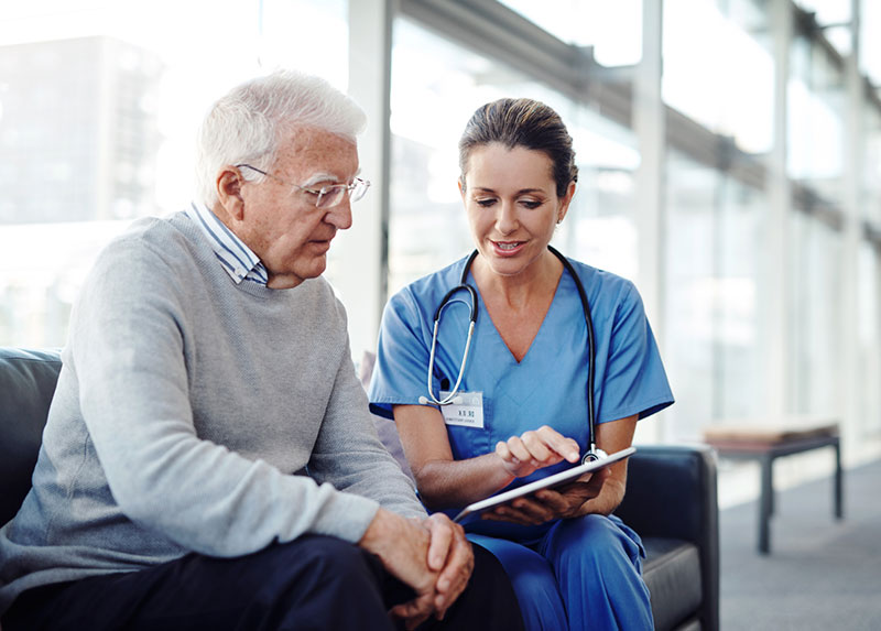 Nurse with digital tablet