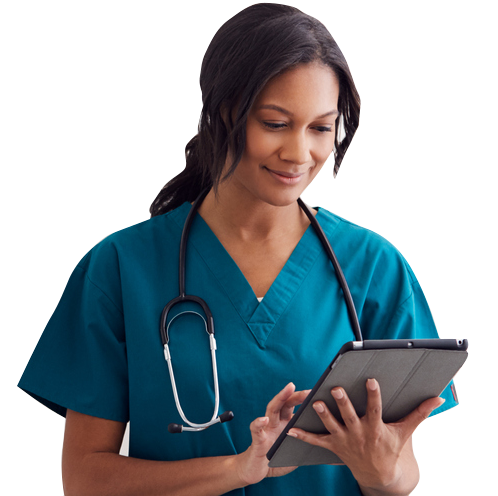 nurse with tablet