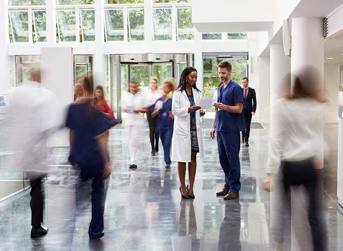 modern hospital lobby